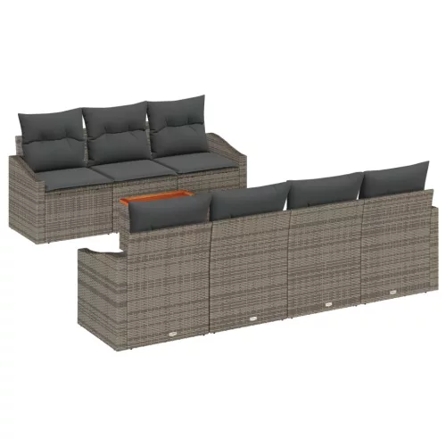 vidaXL 8 Darabos Kerti Kanapé Szett Párnákkal Szürke Poly Rattan Akác