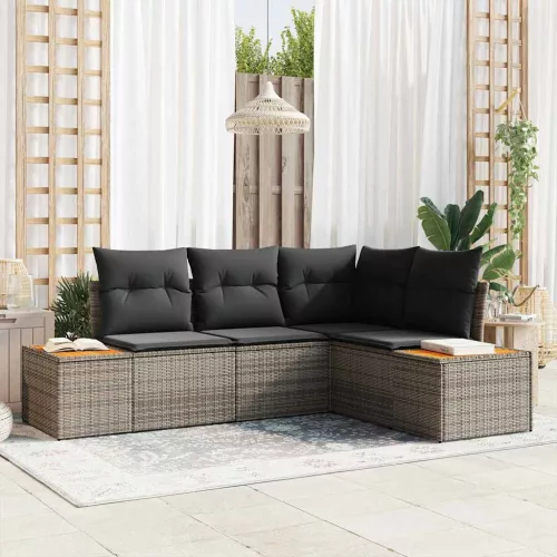 vidaXL Kerti Kanapé Szett párnával 5 pcs Bézs Poli rattan