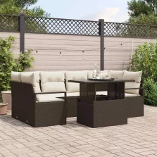   vidaXL Kerti Kanapé Szett 7 pcs Barna és krémszínű 100 x 55 x 73 cm