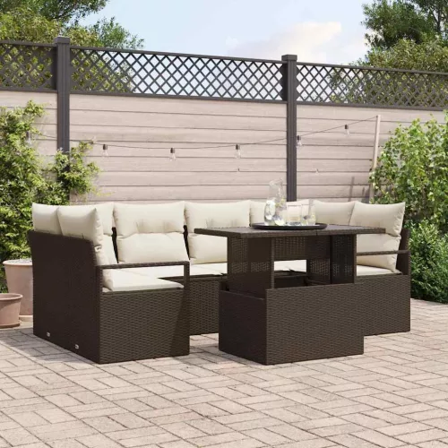 vidaXL Kerti Kanapé Szett 7 pcs Barna és krémszínű 100 x 55 x 73 cm
