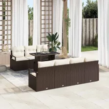   vidaXL Kerti Kanapé Szett 8 pcs Barna és krémszínű 100 x 55 x 73 cm