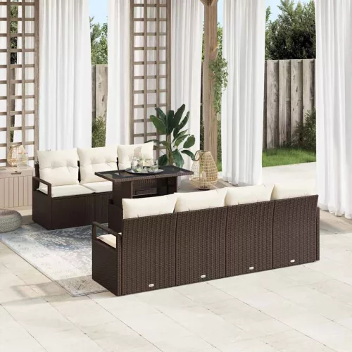 vidaXL Kerti Kanapé Szett 8 pcs Barna és krémszínű 100 x 55 x 73 cm
