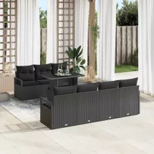   vidaXL Kerti Kanapé Szett párnával 8 pcs Fekete 100 x 55 x 73 cm