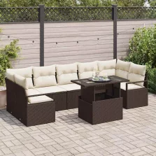   vidaXL Kerti Kanapé Szett 8 pcs Barna és krémszínű 100 x 55 x 73 cm