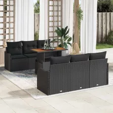   vidaXL Kerti Kanapé Szett párnával 7 pcs Fekete 100 x 55 x 73 cm