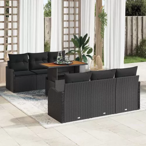 vidaXL Kerti Kanapé Szett párnával 7 pcs Fekete 100 x 55 x 73 cm