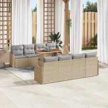  vidaXL Kerti Kanapé Szett 7 pcs bézs és világosszürke 100 x 55 x 73 cm