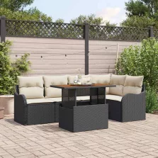   vidaXL Kerti Kanapé Szett 6 pcs Fekete és krémszínű 100 x 55 x 73 cm