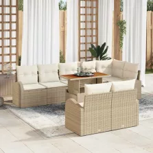   vidaXL Kerti Kanapé Szett 9 pcs bézs és krémszínű 100 x 55 x 73 cm