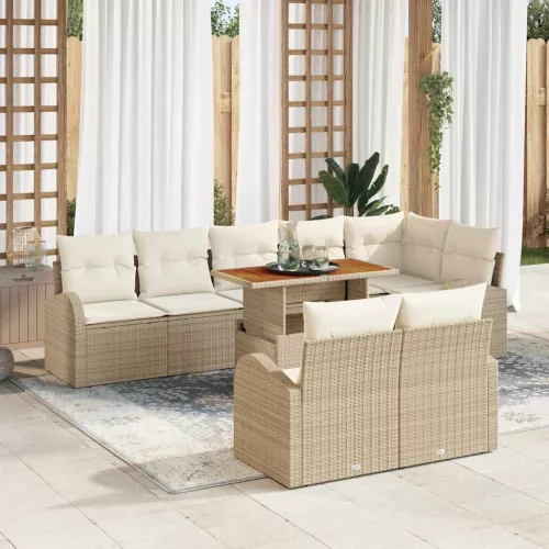 vidaXL Kerti Kanapé Szett 9 pcs bézs és krémszínű 100 x 55 x 73 cm
