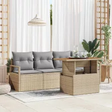  vidaXL Kerti Kanapé Szett 5 pcs bézs és világosszürke 100 x 55 x 73 cm