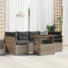   vidaXL Kerti Kanapé Szett párnával 7 pcs Szürke 100 x 55 x 73 cm
