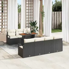   vidaXL Kerti Kanapé Szett párnával 8 pcs Fekete, Krém 100 x 55 x 73 cm
