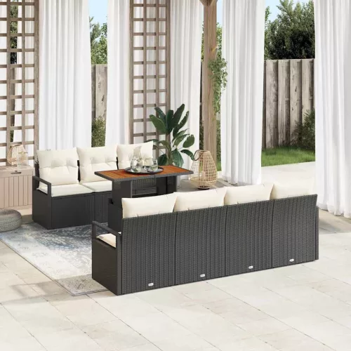 vidaXL Kerti Kanapé Szett párnával 8 pcs Fekete, Krém 100 x 55 x 73 cm