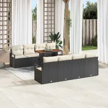   vidaXL Kerti Kanapé Szett párnával 9 pcs Fekete, Krém 100 x 55 x 73 cm