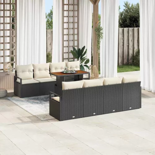 vidaXL Kerti Kanapé Szett párnával 9 pcs Fekete, Krém 100 x 55 x 73 cm