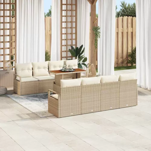 vidaXL Kerti Kanapé Szett párnával 9 pcs Beige, Krém 100 x 55 x 73 cm