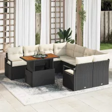   vidaXL Kert étkező szett 9 pcs Fekete és Krém 100 x 55 x 73 cm