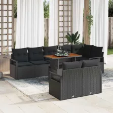   vidaXL Kerti Kanapé Szett párnával párnával 9 pcs Fekete és Barna