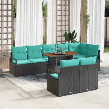   vidaXL Kert étkező szett párnával 9 pcs Fekete és Kékeszöld