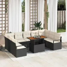   vidaXL Kerti Kanapé Szett párnával párnával 10 pcs Fekete és Krém