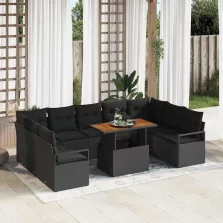   vidaXL Kerti Kanapé Szett 10 pcs Fekete és Barna 100 x 55 x 73 cm