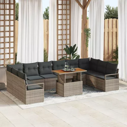 vidaXL Kerti Kanapé Szett 11 pcs Szürke és Barna 100 x 55 x 73 cm