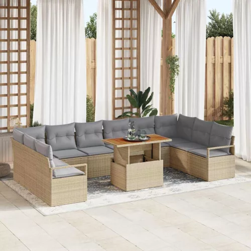 vidaXL Kerti Kanapé Szett 11 pcs Barna és szürke 100 x 55 x 73 cm
