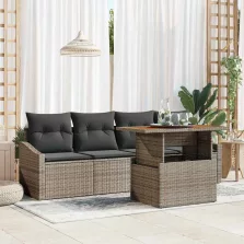   vidaXL Kerti Kanapé Szett párnával 5 pcs Szürke Poli rattan