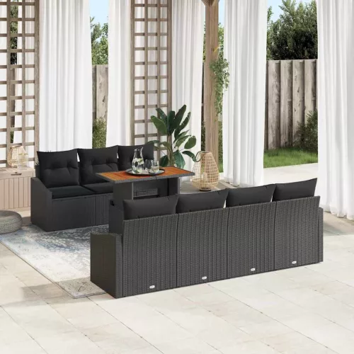 vidaXL Kert étkező szett párnával Fekete és Barna 100 x 55 x 73 cm