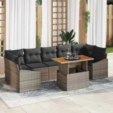   vidaXL Kert étkező szett párnával párnával 8 pcs Szürke és Barna