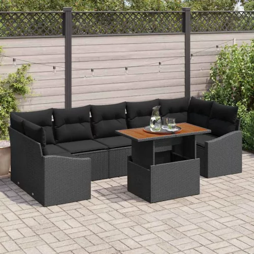 vidaXL Kert étkező szett 8 pcs Fekete és Barna 100 x 55 x 73 cm