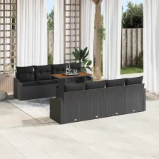   vidaXL Kert étkező szett 9 pcs Fekete és Barna 100 x 55 x 73 cm