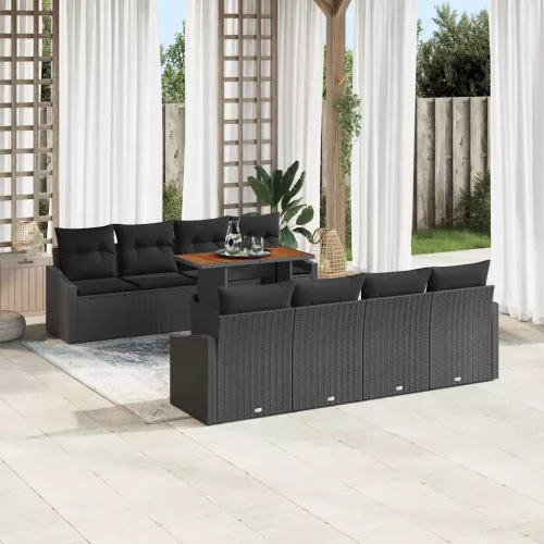 vidaXL Kert étkező szett 9 pcs Fekete és Barna 100 x 55 x 73 cm