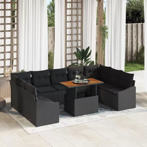 vidaXL Kert étkező szett 10 pcs Fekete és Barna 100 x 55 x 73 cm
