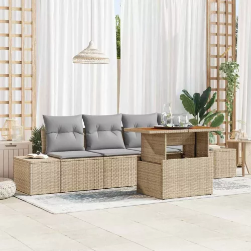 vidaXL Kert étkező szett 5 pcs Barna és szürke 100 x 55 x 73 cm