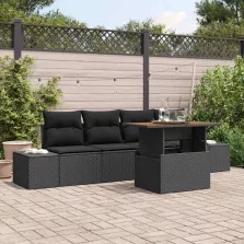   vidaXL Kert étkező szett 5 pcs Fekete és Barna 100 x 55 x 73 cm