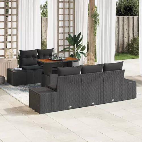 vidaXL Kert étkező szett 6 pcs Fekete és Barna 100 x 55 x 73 cm