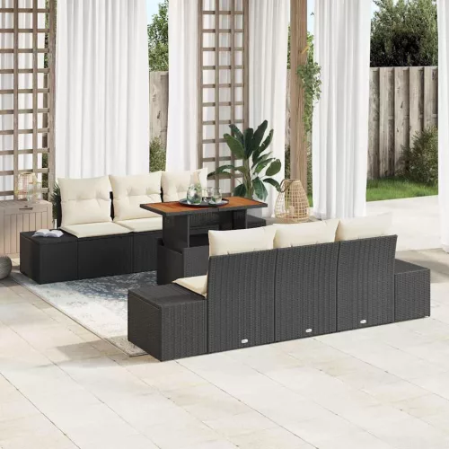 vidaXL Kert étkező szett 7 pcs Fekete és Krém 100 x 55 x 73 cm