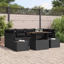   vidaXL Kert étkező szett 7 pcs Fekete és Barna 100 x 55 x 73 cm