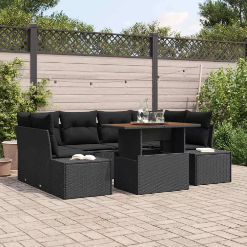 vidaXL Kert étkező szett 7 pcs Fekete és Barna 100 x 55 x 73 cm