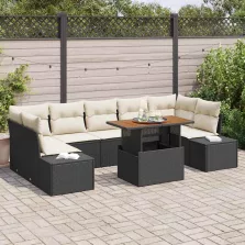   vidaXL Kert étkező szett 8 pcs Fekete és Krém 100 x 55 x 73 cm