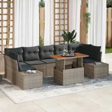   vidaXL Kert étkező szett 8 pcs Szürke és Barna 100 x 55 x 73 cm