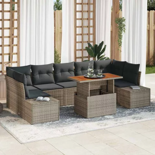 vidaXL Kert étkező szett 8 pcs Szürke és Barna 100 x 55 x 73 cm