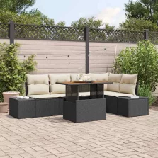   vidaXL Kert étkező szett 6 pcs Fekete és Krém 100 x 55 x 73 cm