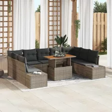   vidaXL Kert étkező szett 10 pcs Szürke és Barna 100 x 55 x 73 cm