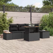 vidaXL Kert étkező szett párnával 6 pcs Fekete és Barna