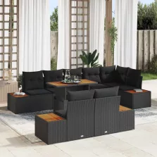   vidaXL Kert étkező szett 9 pcs Fekete és Barna 100 x 55 x 73 cm