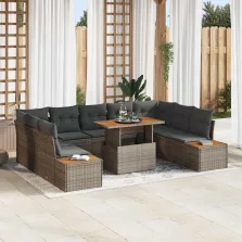   vidaXL Kert étkező szett 10 pcs Szürke és Barna 100 x 55 x 73 cm