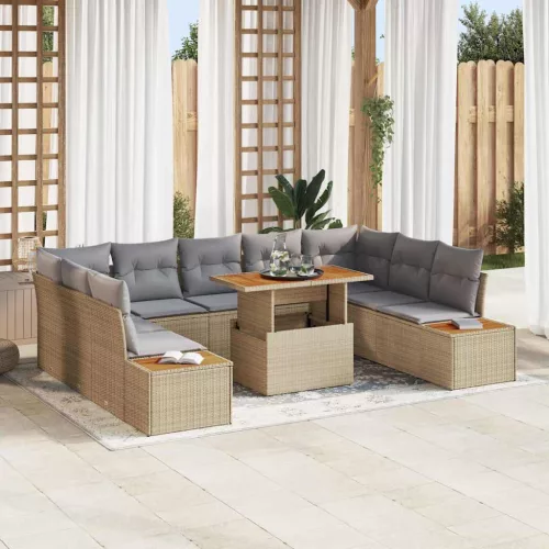 vidaXL Kert étkező szett 10 pcs Barna és szürke 100 x 55 x 73 cm